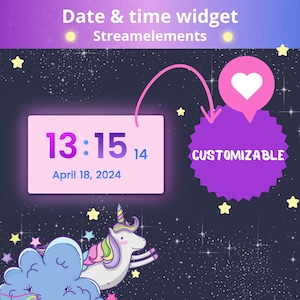 Date and Time Stream Widget for Twitch, customizable in StreamElements OBS