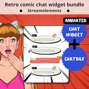 Twitch Chat Widget Bundle, Animated Comics bubbles Design. Set it up in stream elements, OBS!