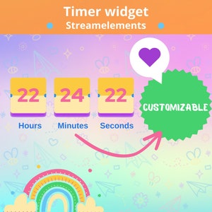 Cute stream timer widget for Twitch or Youtube | Color and font customizable | StreamElements, OBS Twitch timer widget