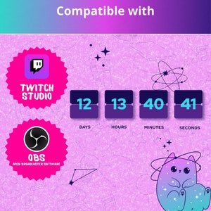 Countdown timer widget compatible with Twitch and YouTube. Customizable in Streamelements. Mechanical scoreboard design.