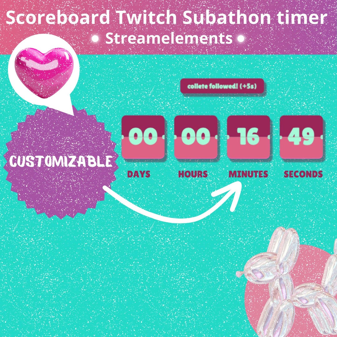 Subathon Countdown Timer Mechanical Scoreboard Subathon and Megathon Timer Streamelements Widget ...