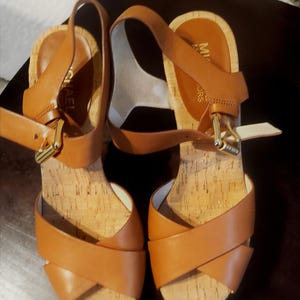 Women&#39;s Michael Kors Strap Sandals with Cork heels .