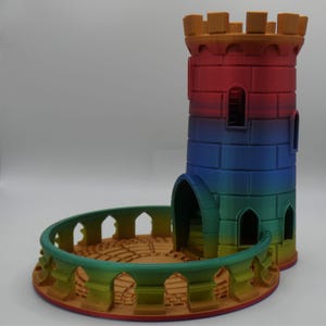 Castle Dice Tower with dice tray catcher, Dungeons and Dragons, Tabletop and Board Game Accessories