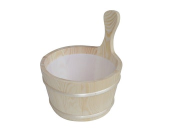 Sauna bucket Sauna spoon Wooden bucket + Insert Wenik Infusion brush Banya