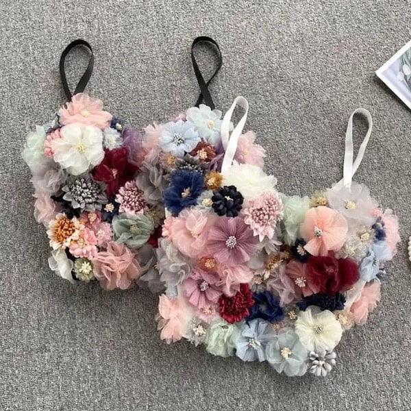 Blumen-Trend Applikation Blumen Corselets Frauen Bachelorette Bustier BH Cropped Bralette