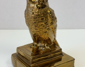 SINGLE 1970 Vintage Cast Bronze Owl Figurine Sculpture Bookends Mid-Century Modern