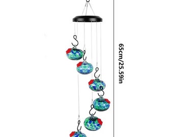 Wind Chime Hummingbird Feeder Garden Decor Charming Wind Chimes Window Bird Feeders anti Fading outside Bird Feeders