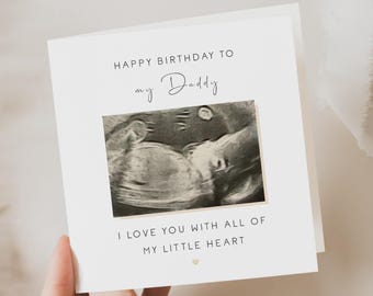 daddy birthday card from bump, dad to be birthday card | with your scan photo