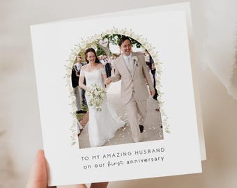 Personalised, 1st wedding anniversary card, for husband