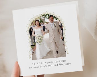 1st married birthday, first birthday as husband, birthday card for new husband, personalised