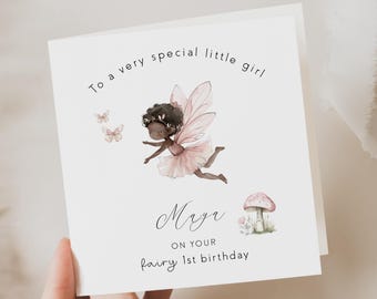 fairy 1st birthday, first birthday card girl, personalised