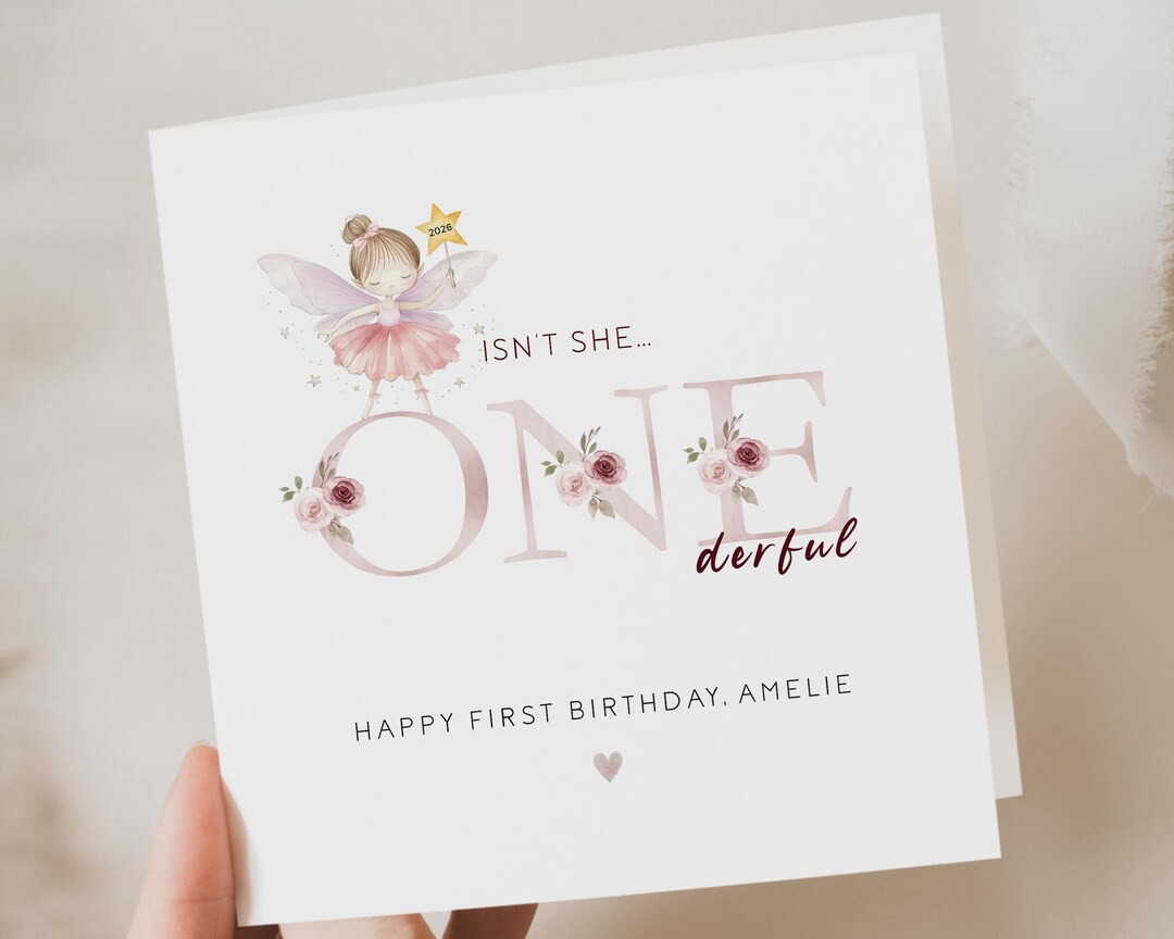 Personalised 1st Birthday Card Girl, Onederful, Fairy First Birthday ...