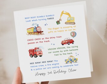3rd birthday card, for 3 year old, boy | personalised