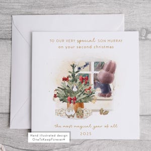 2nd Christmas, My second christmas, son 2nd, Son christmas card, Gift for 2 year old boy, Son, 2 year old boy card, second year baby image 2