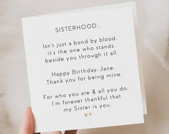 sister birthday card, from Sister, from Brother, personalised