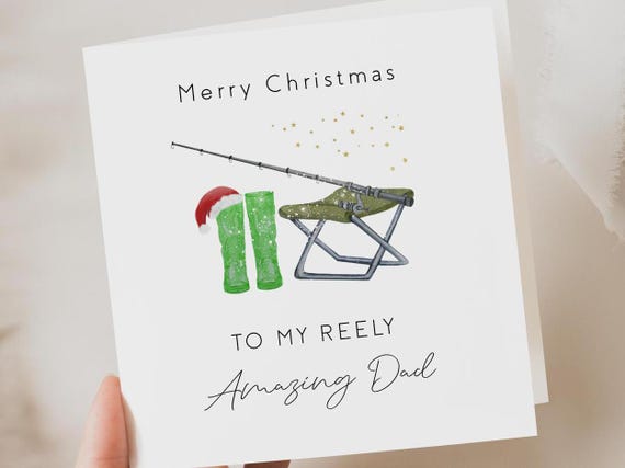 Fishing Christmas card, fishing gift, Christmas card for boyfriend, husband christmas, uncle christmas card, fishing card, personalised