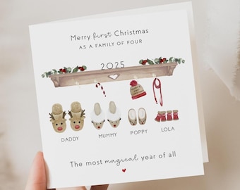 First Christmas as a family of 4, baby first christmas card, Family Christmas card, family of three and a dog, family of four Christmas
