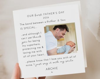 First Fathers Day photo card, personalised from baby | new dad keepsake gift