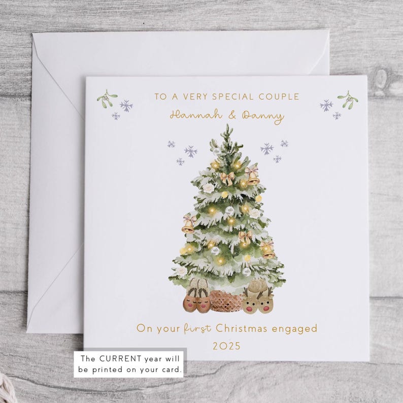 Your First Christmas engaged, just engaged gifts, personalised engagement card, engagement card, newly engaged gift, Engagement Christmas image 2