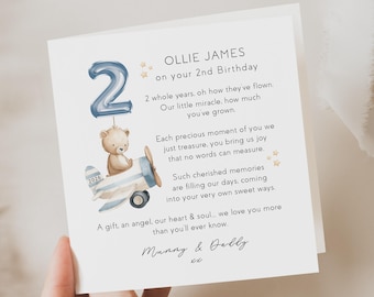 2nd birthday card Son, personalised, keepsake