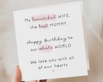wife birthday card, wife and mummy birthday card, keepsake
