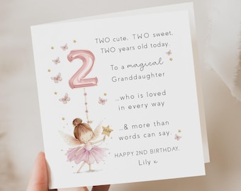 Personalised, granddaughter 2nd birthday, card