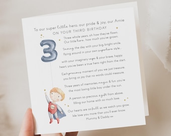 Son 3rd birthday card | personalised, keepsake