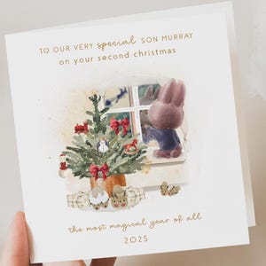 2nd Christmas, My second christmas, son 2nd, Son christmas card, Gift for 2 year old boy, Son, 2 year old boy card, second year baby image 1