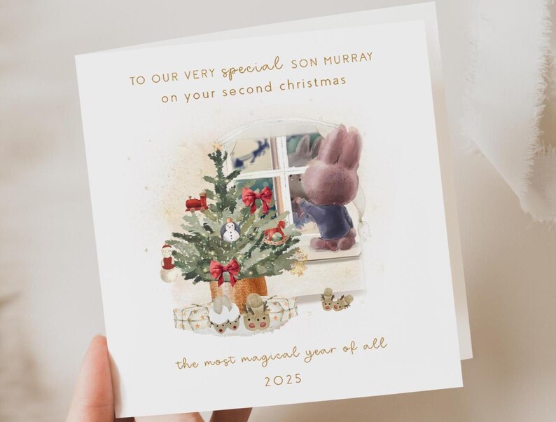 2nd Christmas, My second christmas, son 2nd, Son christmas card, Gift for 2 year old boy, Son, 2 year old boy card, second year baby image 1