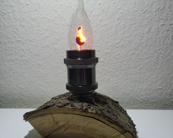 Dekolampe, Flammenlampe, Naturflamme, Lampe, Holz