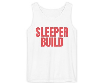 Débardeur de gym Sleeper Build teint en pièce - Imprimé rouge - Humour de musculation