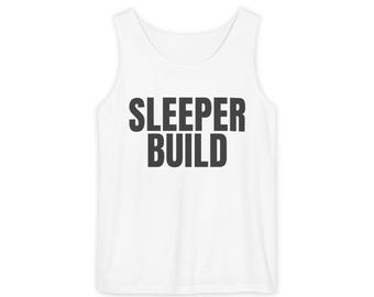Débardeur de gym Sleeper Build teint en pièce - Imprimé noir - Humour de musculation
