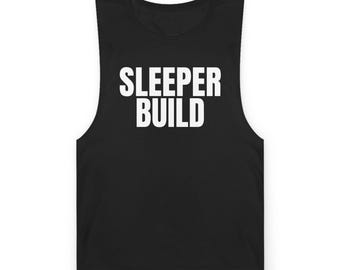Débardeur de gym Sleeper Build - Imprimé blanc - Humour sur la musculation pour les monteurs de PC