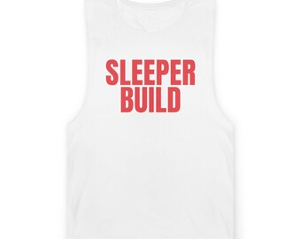 Débardeur de gym Sleeper Build - Imprimé rouge - Humour sur la musculation pour les monteurs de PC