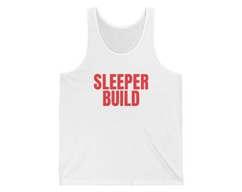 Débardeur de musculation Sleeper Build - Imprimé rouge - Humour décalé pour les monteurs de PC