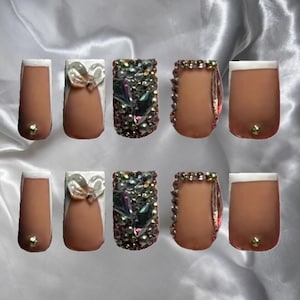 Acrylic French Tip Bling Press On Nails