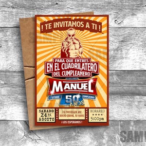 Lucha Libre Invitacion en Espanol Spanisch Geburtstags-Einladung Luchador Wrestling El Santo Ring Lumpleanos Fiesta Mascara Digital 3046