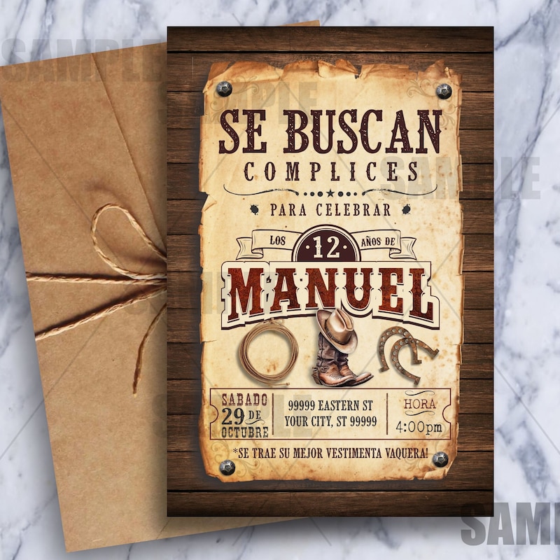 Invitaciones de vaquero - Etsy México