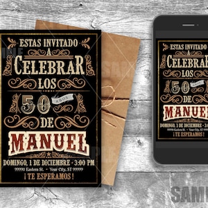 Vaquero Invitacion Cowboy Birthday Spanish Cumpleanos Botas y Sombrero Vaquera Elegante en Espanol Party Oeste Western Fiesta Digital 3065