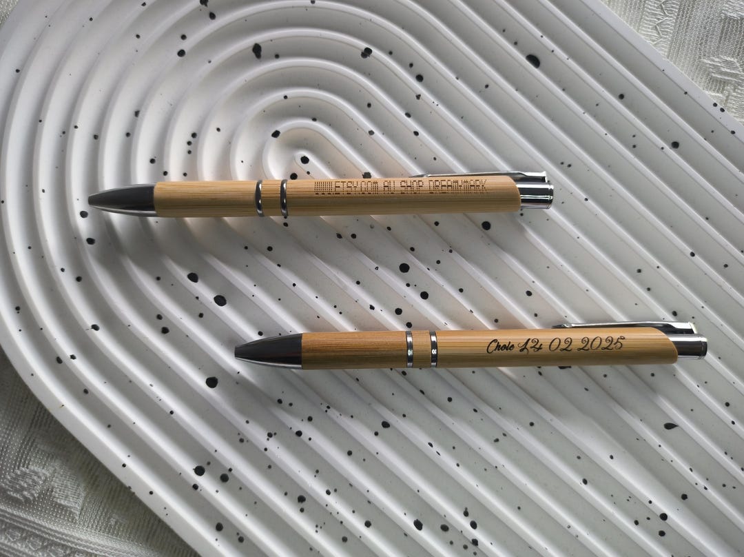 thumbnail image 2 of CustomDesign.Shop Personalised Bamboo Ballpoint Pen – Laser Engraved – Medium Tip – Black Ink – Gift Box 2 of 5