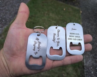 Personalized Laser-Engraved Metal Bottle Opener Keychain