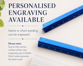 Personalised Aluminium Triangular Scale Rule, Engraved Name Drafting Ruler, Architect Engineer Gift