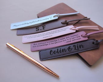 Laser Engraved Faux Leather Bookmark: Personalized Book Lover Gift