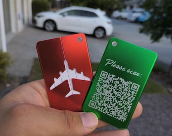 Personalized Metal Luggage Tag: Custom Engraved QR Code Travel Gift