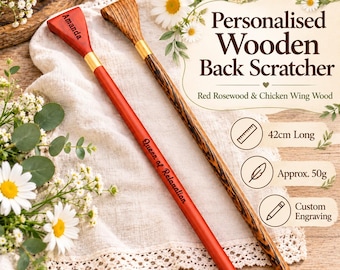 Personalised Wooden Back Scratcher – Rosewood & Wenge Wood