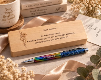 Personalized Maple Wood Pen Box Set, Engraved Pen Present, Appreciation Gift, Writing Tools Presents.