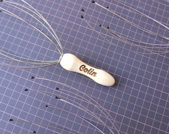 Personalized Scalp Massager: Engraved Wooden Handle, Relaxation Gift