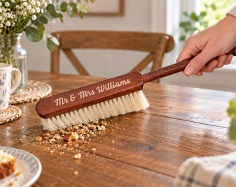 Personalised Wooden Hand Broom, Custom Engraved Dust Brush, Bed Sweepers, Housewarming Gift, Wedding Gift