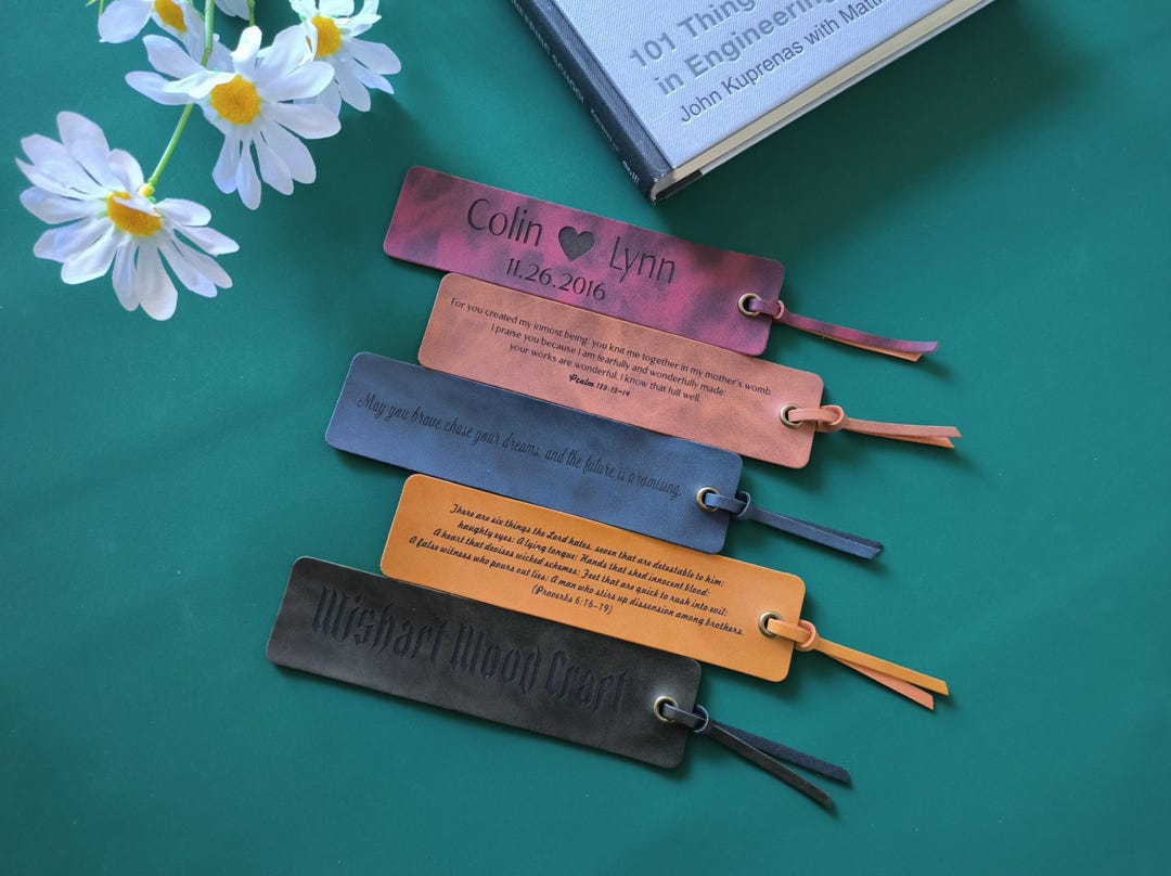Personalized Laser Engraved Leather Bookmark for Book Lovers, Teachers ...