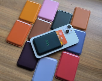 Embossed MagSafe Wallet: Personalized Vegan Leather iPhone Card Holder